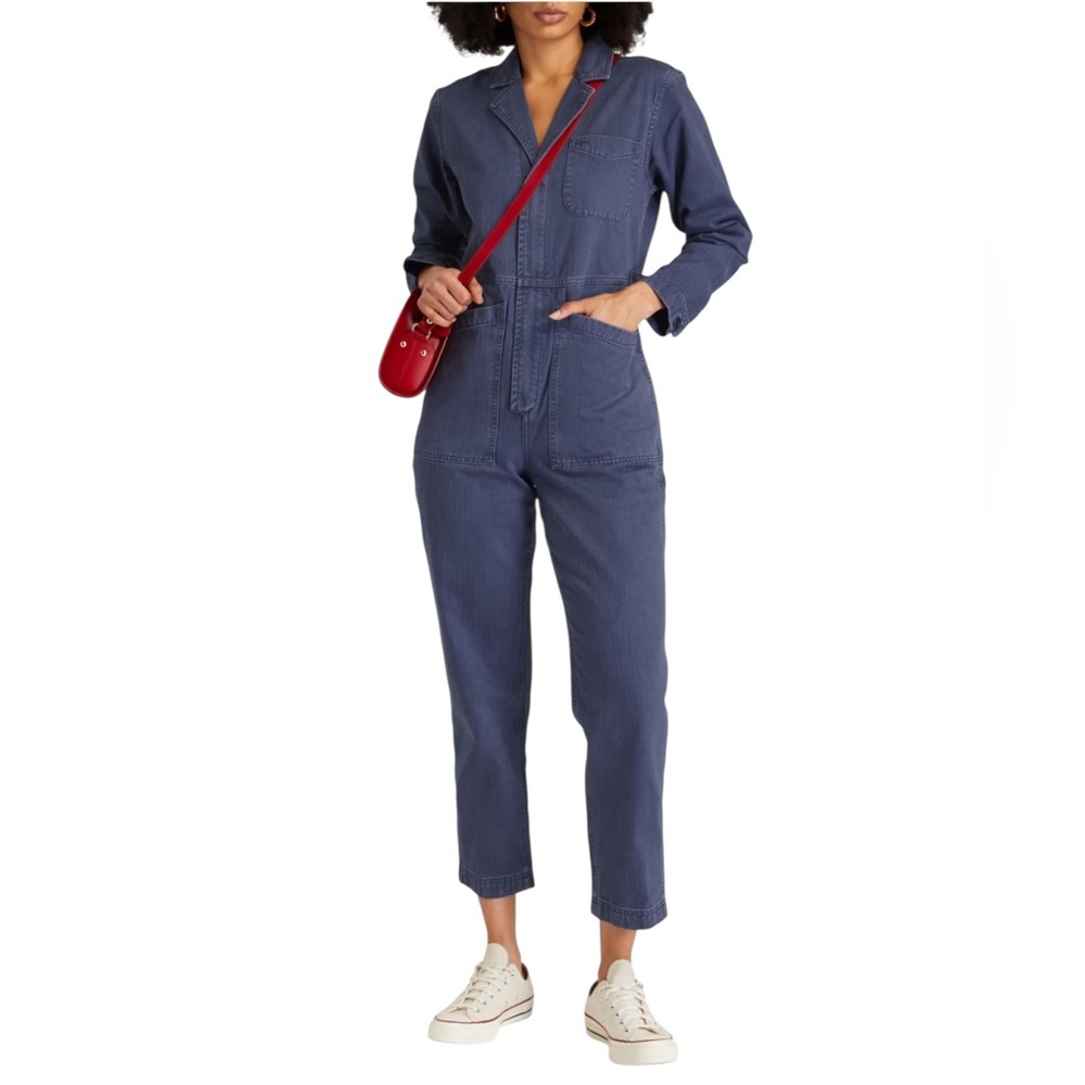 Alex Mill Standard Cropped Herringbone Cotton Jumpsuit